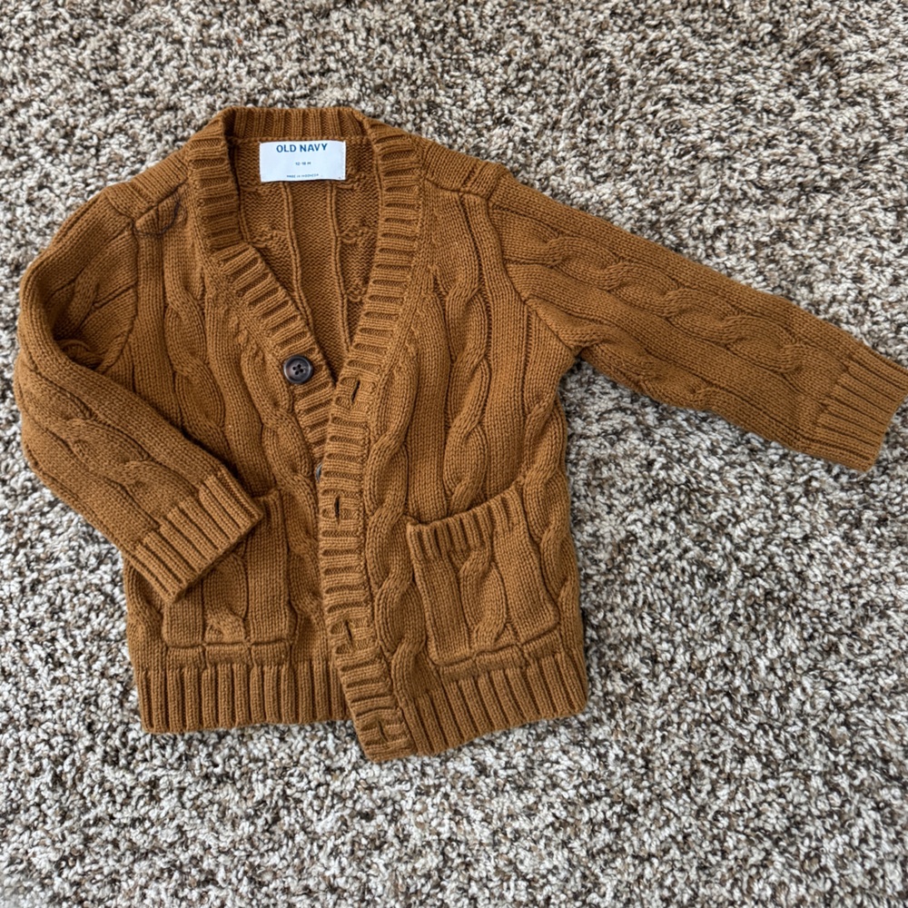 Old Navy Brown Cable Knit Cardigan 12-18 months